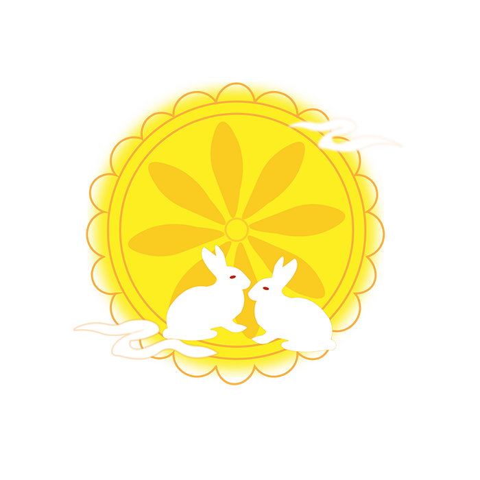 黄色简约中秋月饼兔子月亮插图元素免抠素材