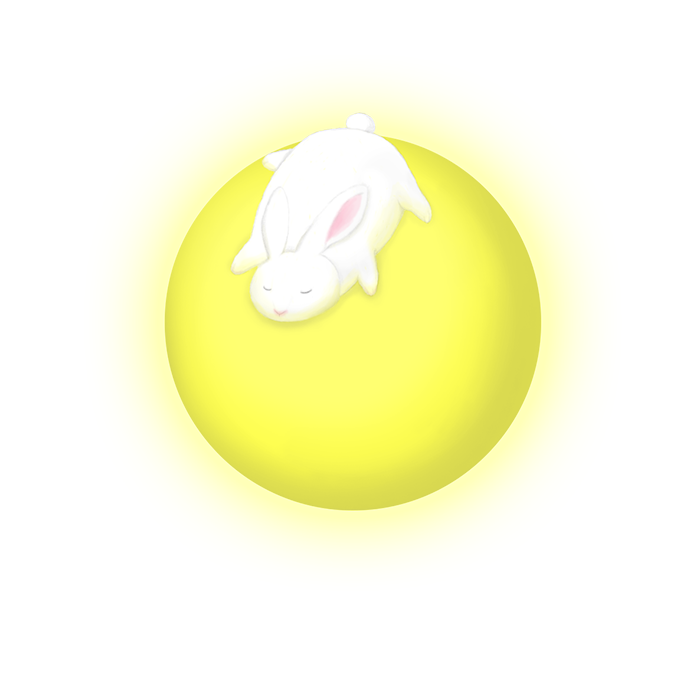 黄色唯美月亮兔子中秋节手绘元素免抠素材