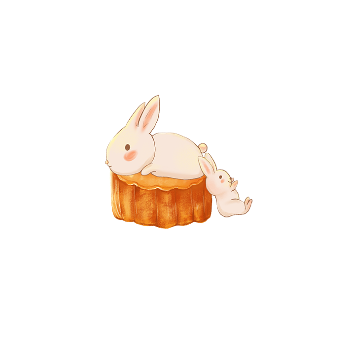 手绘中秋月饼可爱兔子元素免抠素材