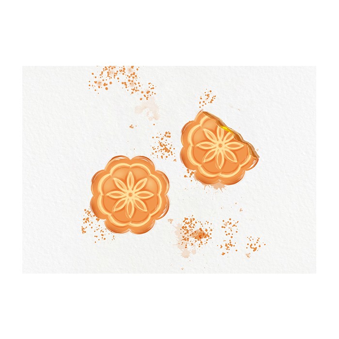 橘黄色手绘中秋节月饼免抠元素