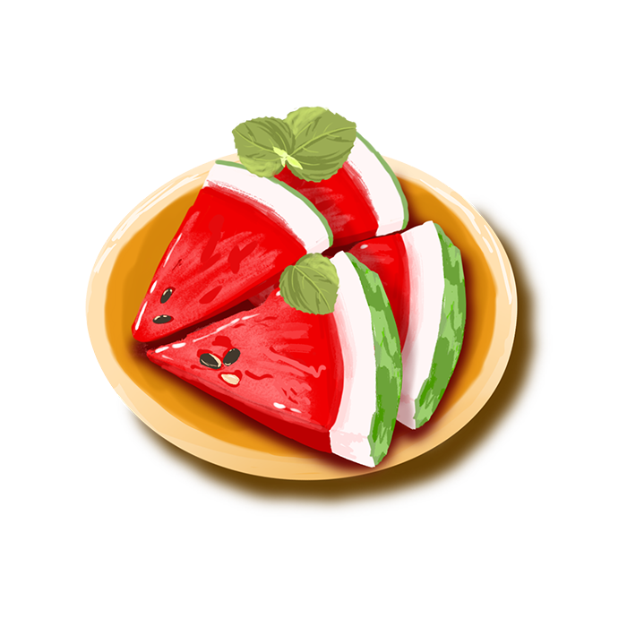 夏天清涼西瓜水果盤免摳元素