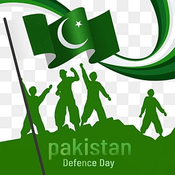 綠色人物剪影旗幟巴基斯坦防御日
