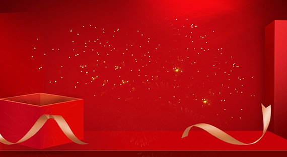 国庆节大气红色礼盒促销免抠背景