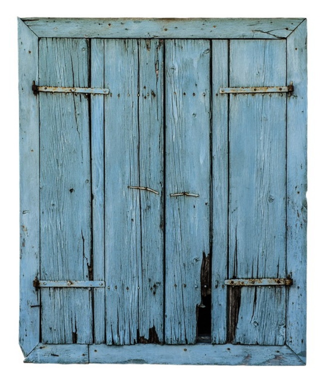 藍色復古木窗圖片