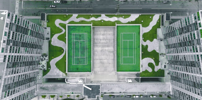 室外网球场俯视图
