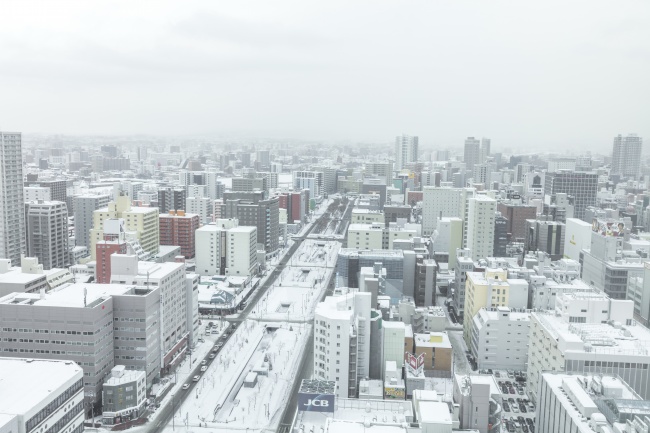 冬天日本札幌大街俯视图