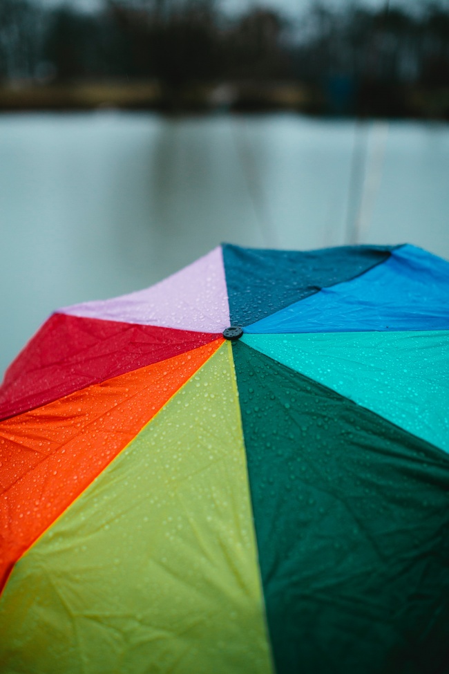 五颜六色的雨伞近景图片