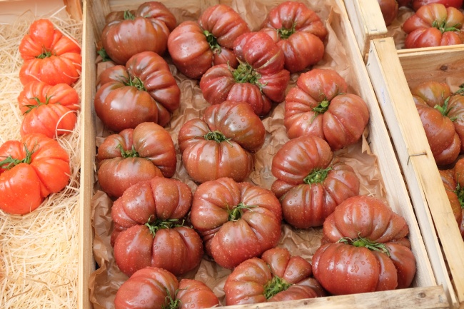 木箱上的红番茄图片