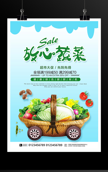 有机新鲜蔬菜超市促销海报