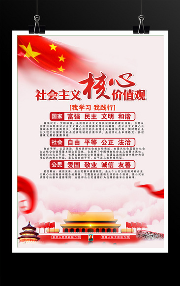 红色大气社会主义核心价值观海报模板