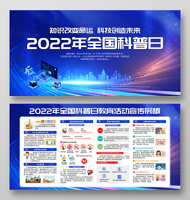 蓝色风格2022全国科普日宣传栏