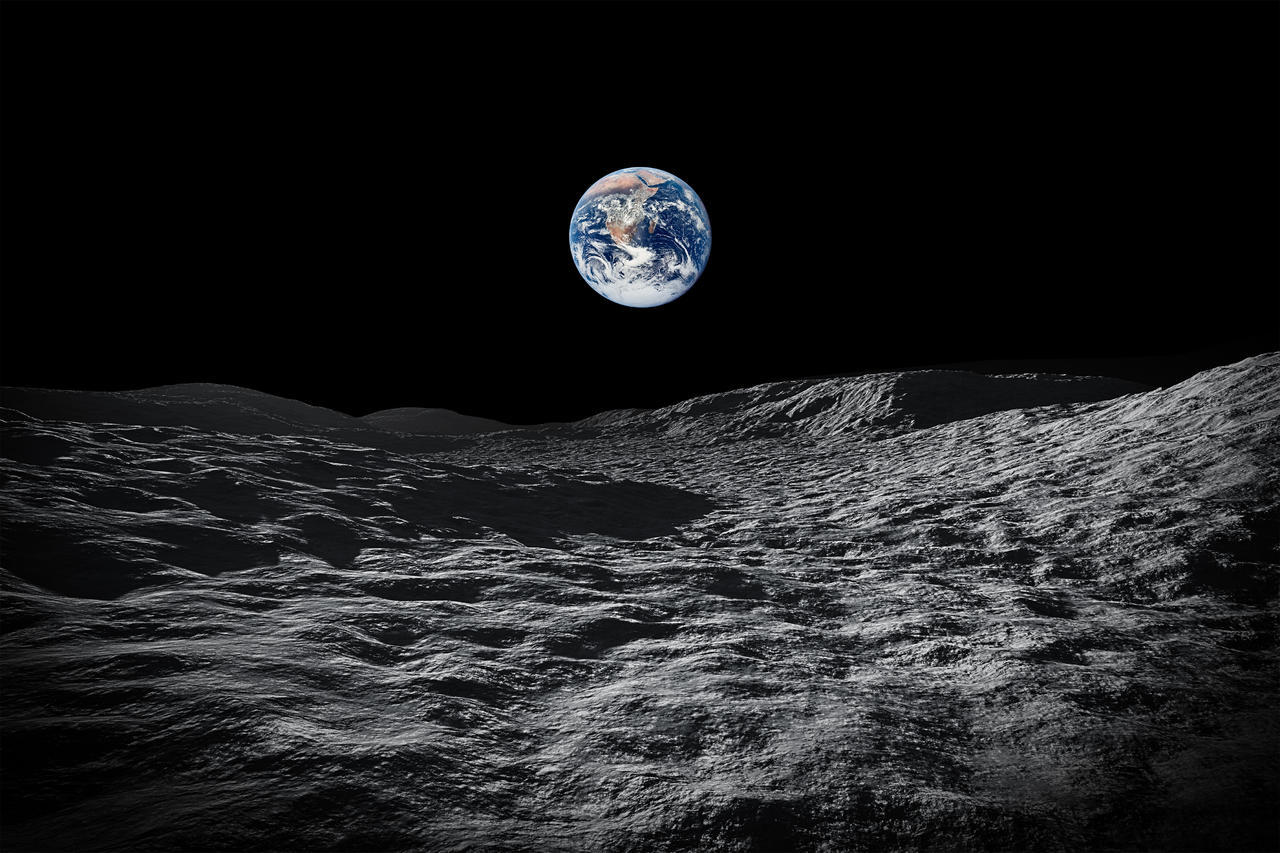 从月球到地球的太空视图的图像