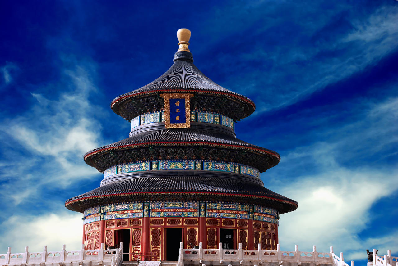 中国传统古建筑旅游旅行北京景点建筑蓝天下的天坛景观风景图北京旅游景点